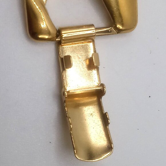 Napier Signed Bracelet Gold-Tone Black Enamel Art Deco Link Chain Style 7" Long - Picture 6 of 12